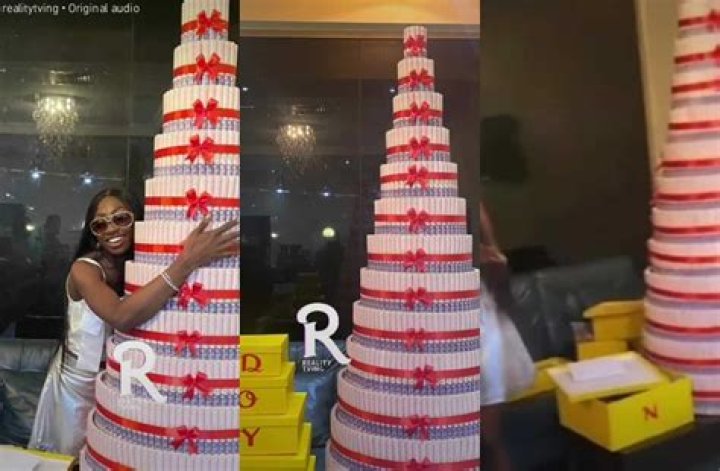 
BBNaija Season 7: Doyin’s fans gift her a huge money cake and truckload of gifts 