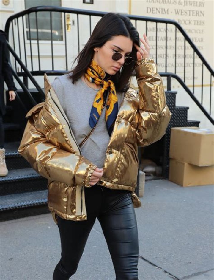 Kendall Jenner’s Gold Puffer Jacket — Pics Of Her Winter Fashion