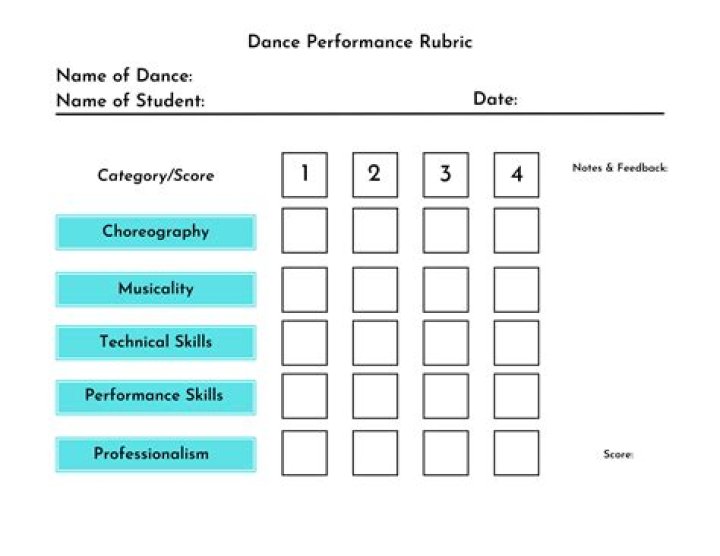 What are the 4 performance standards in dance?