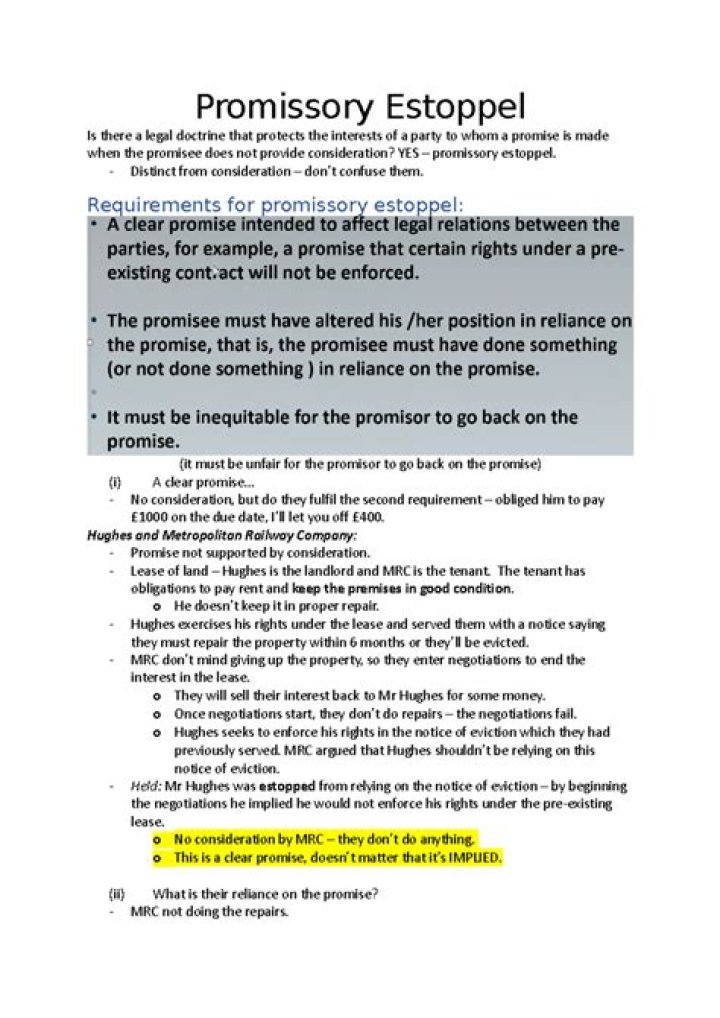 What is an example of promissory estoppel?