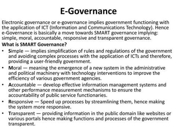 What is the meaning of E-Governance?